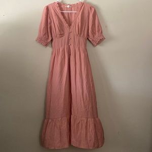 By The River | V-Neck Blush Pink Farm Midi Dress